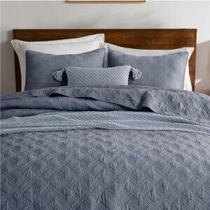 WDCOZY 100% Cotton King Size Quilt Set - Dusty Blue - King